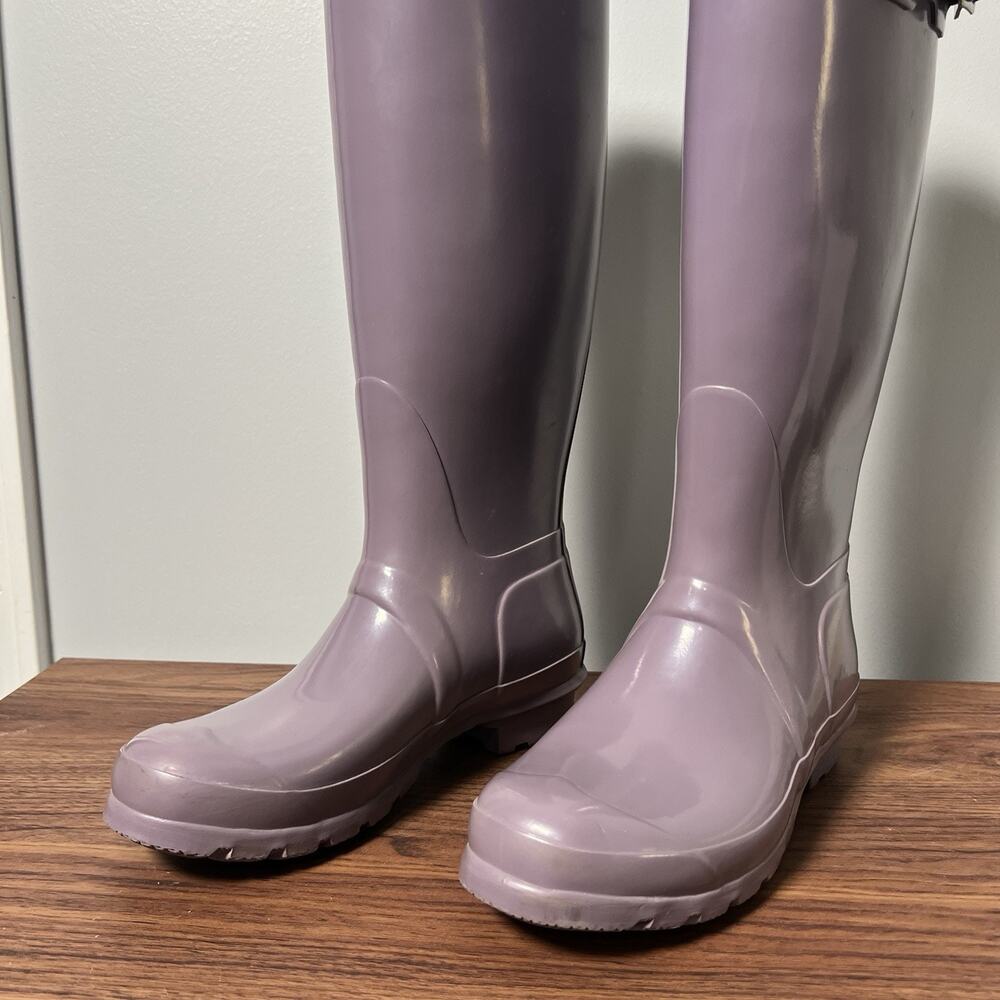 Hunter Original Tall Gloss Rain Boots Womens 7 Purple Violet Lavender Waterproof - Picture 8 of 15